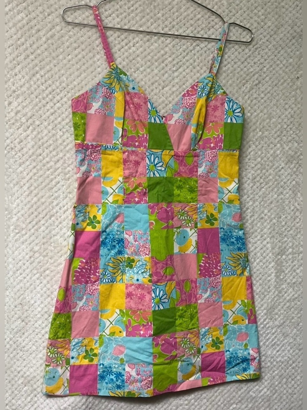 Lilly Pulitzer Vintage Patchwork Dress Colorful Floral Cotton Blend Beach Sz 6 - Picture 1 of 16